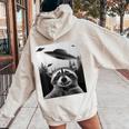 Alien UFO Raccoon Back Print Women's Hoodie - Fun & Whimsical Sand
