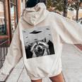 Alien UFO Raccoon Women's Hoodie - Fun Back Print for All Ages Sand