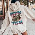 Autistic Raccoon Women's Hoodie - Back Print Humor for Autism Sand