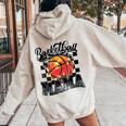 Basketball Mama Coquette Bow Game Day Sports Lover Mom Women Oversized Hoodie Back Print Sand