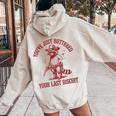 Cowboy Raccoon Women's Hoodie | Western Humor Back Print Sand