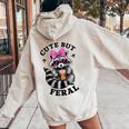 Cute But Feral Raccoon Hoodie - Vibrant Back Print for Women Sand