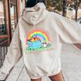 Groovy Raccoon Dumpster Fire Back Print Women's Hoodie Sand