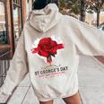 Idea De Traje Para El Día De San Jorges Para Niños Con Rosa Y Bandera Inglesa Cuello Women Oversized Hoodie Back Print Sand