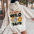 Its Been A Wild 100 Day Of School Animal Boys Girls Students Women Oversized Hoodie Back Print Sand