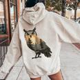 Owl Hunting Hiking Outdoor Camping Forest Owl Women Oversized Hoodie Back Print Sand