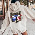 Patriotic Raccoon July 4th Women's Hoodie - USA Trash Panda Back Print Sand