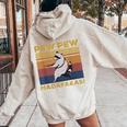 Pew Pew Raccoon Lover Back Print Hoodie — Vintage Retro Women's Fashion Sand