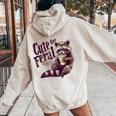 Raccoon Coffee Lover Women's Hoodie - Cute & Feral Vintage Style Sand