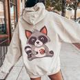 Raccoon Raccoon With Cookie -Adults Small Women's Hoodie Back Print Sand