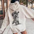 Raccoon Cowboy Meme Hoodie | Unisex Back Print Sweatshirt Sand