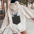 Raccoon Hoodie for Women - Cute Pocket Design | Back Print Sand