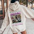 Raccoon Meme Women's Hoodie - Vintage Humor, Back Print Sand