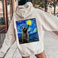 Raccoon Starry Night Women's Hoodie - Van Gogh Style Back Print Sand