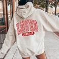 Retro Checked Christian Valentines Loved 3 Women Oversized Hoodie Back Print Sand