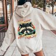 Retro Raccoon Women's Hoodie - Live Fast Eat Trash Back Print Sand
