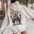 Retro Raccoon Women's Hoodie - Unhinged & Feral Summer Design Sand