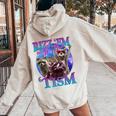 Rizz Em With The Tism Retro Raccoon Meme Women's Hoodie Back Print Sand