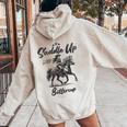 Saddle Up Buttercup Cowgirl Western Horse Riding Women Oversized Hoodie Back Print Sand