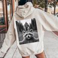 Scared Raccoon Selfie With Sasquatch Bigfoot Raccoon Women's Hoodie Back Print Sand