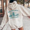 Support-Local-Street-Cat Vintage Raccoon Opossum Skunk Women's Hoodie Back Print Sand