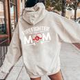 Thin Red Line Firefighter Mom Proud Moms Mother's Day Women Oversized Hoodie Back Print Sand