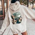 Three Possum Moon Women's Hoodie - Quirky Back Print for Laughs Sand