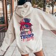 Trump Lady Inauguration Day 2025 Messy Bun American Flag Women Oversized Hoodie Back Print Sand