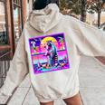 Vaporwave Raccoon Hoodie - Retro Synthwave Style for Women Sand