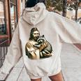 Vintage Jesus Hugging Raccoon Hoodie for Women - Back Print Sand