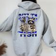 Autistic Raccoon Rizz Women's Hoodie - Meme Back Print | Fun Design Sport Grey