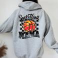 Basketball Mama Coquette Bow Game Day Sports Lover Mom Women Oversized Hoodie Back Print Sport Grey