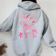 Birthday Girl Groovy Taylor First Name Personalized Heart Women Oversized Hoodie Back Print Sport Grey