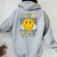 Bruh 100 Days Of School 100 Days Smarter Groovy Retro Women Oversized Hoodie Back Print Sport Grey