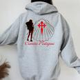 Camino Portugues Santiago De Compostela Shell Women Oversized Hoodie Back Print Sport Grey