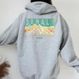Denali National Park Mountains Nature Retro Sunset Vintage Women Oversized Hoodie Back Print Sport Grey