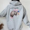 Fairy Godpossum Raccoon Hoodie for Women - Whimsical Back Print Sport Grey