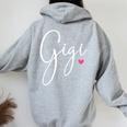 Gigi For Grandma Mother's Day Christmas Birthday Women Oversized Hoodie Back Print Sport Grey
