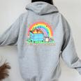 Groovy Raccoon Dumpster Fire Back Print Women's Hoodie Sport Grey