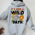 Its Been A Wild 100 Day Of School Animal Boys Girls Students Women Oversized Hoodie Back Print Sport Grey