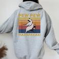 Pew Pew Raccoon Lover Back Print Hoodie — Vintage Retro Women's Fashion Sport Grey