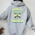 Raccoon Back Print Hoodie - Cozy Women's Sweatshirt | Fun Wildlife Design Sport Grey
