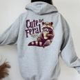 Raccoon Coffee Lover Women's Hoodie - Cute & Feral Vintage Style Sport Grey