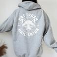 Raccoon Eat Trash Hail Satan Gothic Racoon Women's Hoodie Back Print Sport Grey