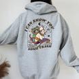 Raccoon Hoodie for Women - Back Print | Whimsical Urban Design Sport Grey