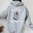Raccoon Love Women's Hoodie - Cozy Back Print for Animal Lovers Sport Grey