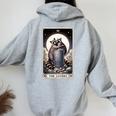 Raccoon Lovers Tarot Women's Hoodie - Mystical Back Print Sport Grey