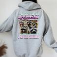 Raccoon Meme Women's Hoodie - Vintage Humor, Back Print Sport Grey