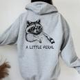Raccoon Moon Women's Hoodie | Back Print Trash Panda Charm Sport Grey