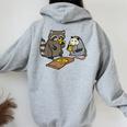 Raccoon & Opossum Pizza Party Hoodie - Unisex Fun Design Sport Grey